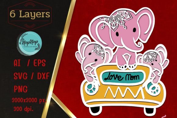 3D Elephant Lovemom: A Charming 3D SVG Shape for Elegant Blog Design