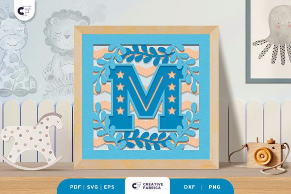 3D SVG Letter M Baby Boy Papercut Design for Modern Branding