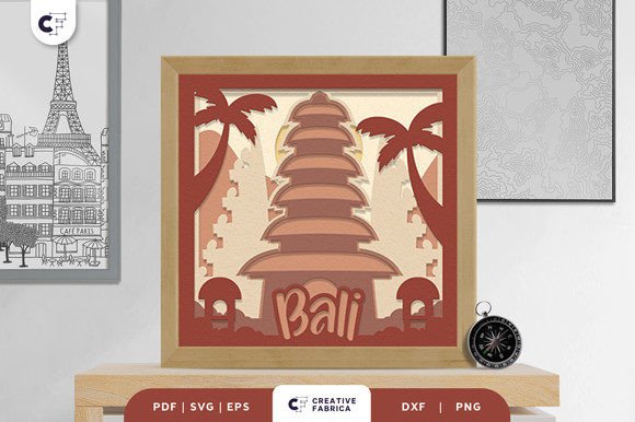 Bali Indonesia 3D Shadow Box Papercut: A 3D SVG Design for Global Country-Themed Projects