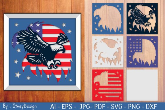 Bird Eagle USA Shadow Box Cut File: A 3D SVG for Bold Editorial and Web Design