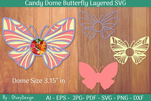 Candy Dome Butterfly Layered SVG: A 3D Design for Creative Sellers