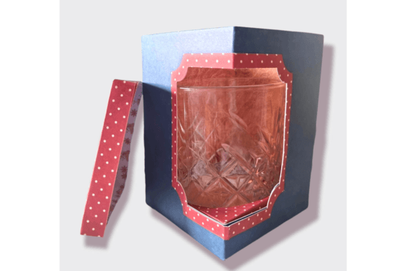 Charming 3D SVG Gift Box Template for Whiskey Glass Packaging