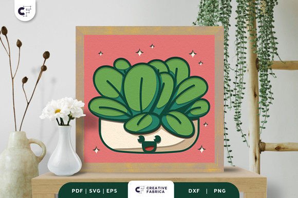Cute Potted Succulent 3D Light Box: A 3D SVG for Cacti And Succulents Branding