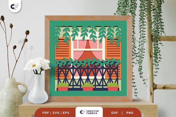Floral Window 3D Light Box Paper Cut: A 3D SVG for Pots And Vases Branding