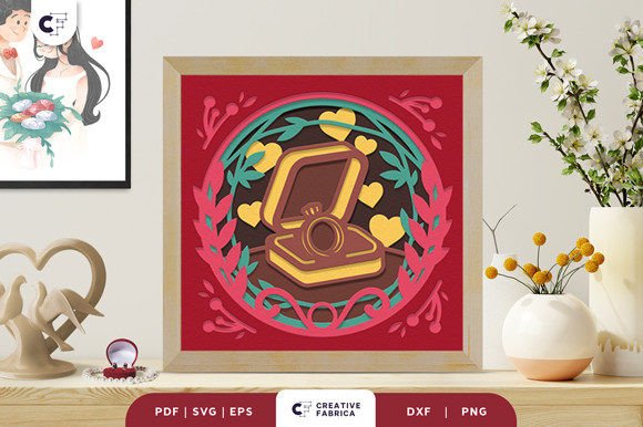 Gold Rings in the Box 3D SVG for Table Decorations
