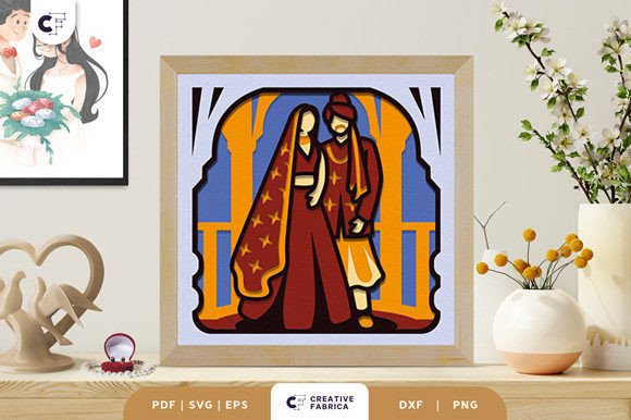India Traditional Wedding Dress 3D SVG Table Decorations