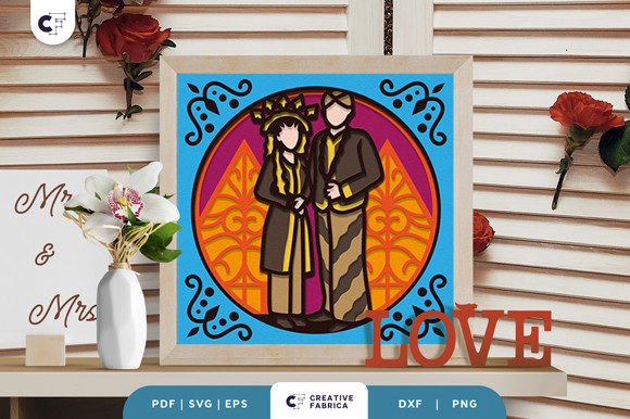 Indonesian Traditional Wedding Dress 3D SVG Table Decorations
