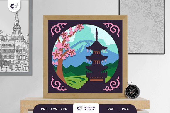Japanese Pagoda 3D Shadow Box SVG for Crafters & Handmade Sellers