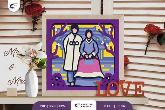 Korean Traditional Wedding Dress 3D SVG Table Decorations