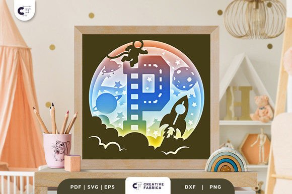 Letters P Baby Boy Alphabet 3D Papercut – A 3D SVG for Baby-Themed Digital Products