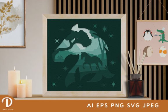 Majestic Horse Running 3D Paper Cut for Shadow Boxes & SVG Crafting