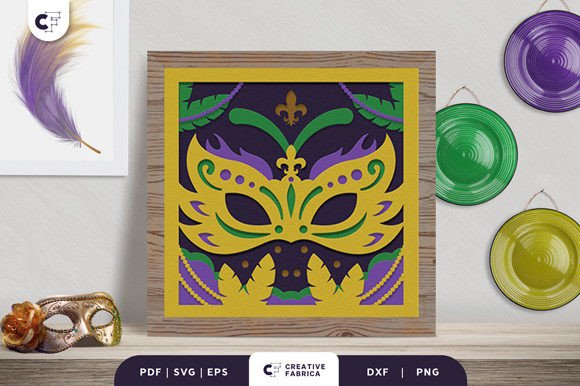 Mardi Gras 3D SVG Shadow Box for Bold Branding