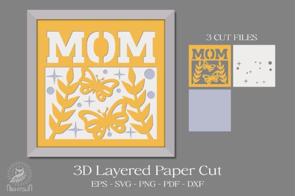 Mom 3D Paper Cutting SVG for Local Business Branding & Shadow Box Packaging
