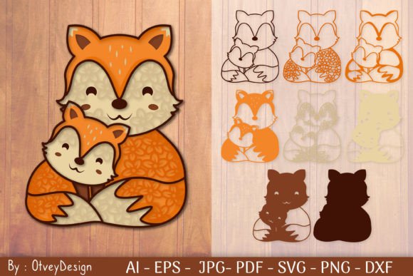 Mother and Baby Fox Mandala Papercut: A 3D SVG Design for Organic, Handmade Branding