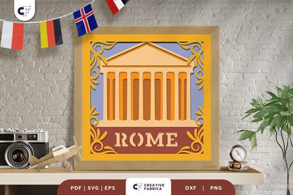 Pantheon Italy 3D Shadow Box: A 3D SVG for Global Crafters & Etsy Sellers