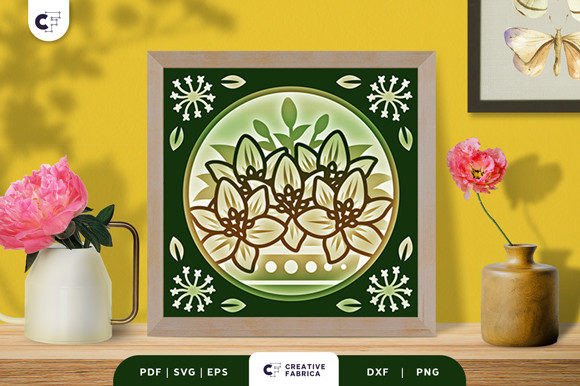 Potted Lily Flower 3D SVG for Elegant Branding and Floral Packaging