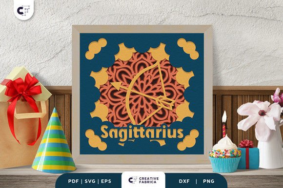 Sagittarius Zodiac Sign 3D Paper Cut SVG for Birthdays and Branding Projects