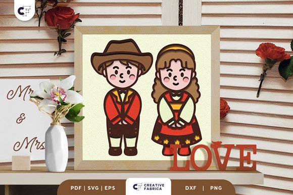 Scandinavian Traditional Dress 3D SVG Table Decorations