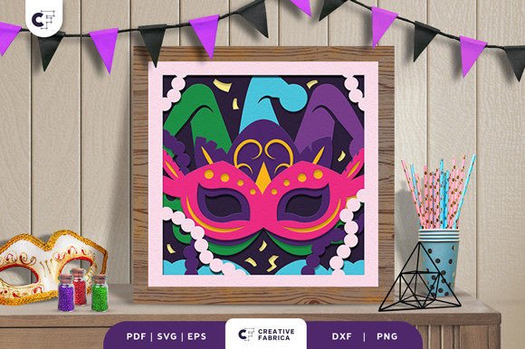 Shrove Tuesday Mardi Gras 3D Papercut: A Vibrant 3D SVG for Seasonal Branding