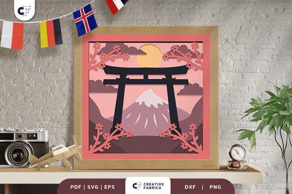 Torii Gate 3D Shadow Box Paper Cut – A 3D SVG for Japan-Inspired Craft & Handmade Design