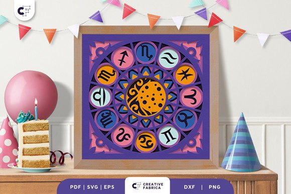 Zodiac Wheel 3D SVG for Birthday-Themed Design Projects